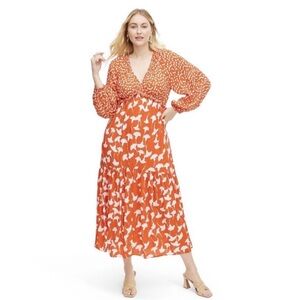 Diane Von Furstenberg Red and White Long Sleeve Dress for Target size small. NWT